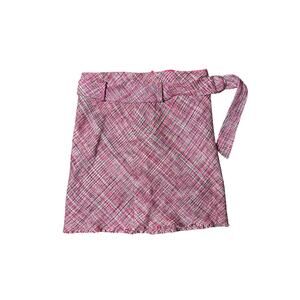 Akris Punto Women’s Size 10 Pink Plaid Knee Length 100% Silk Belted Skirt